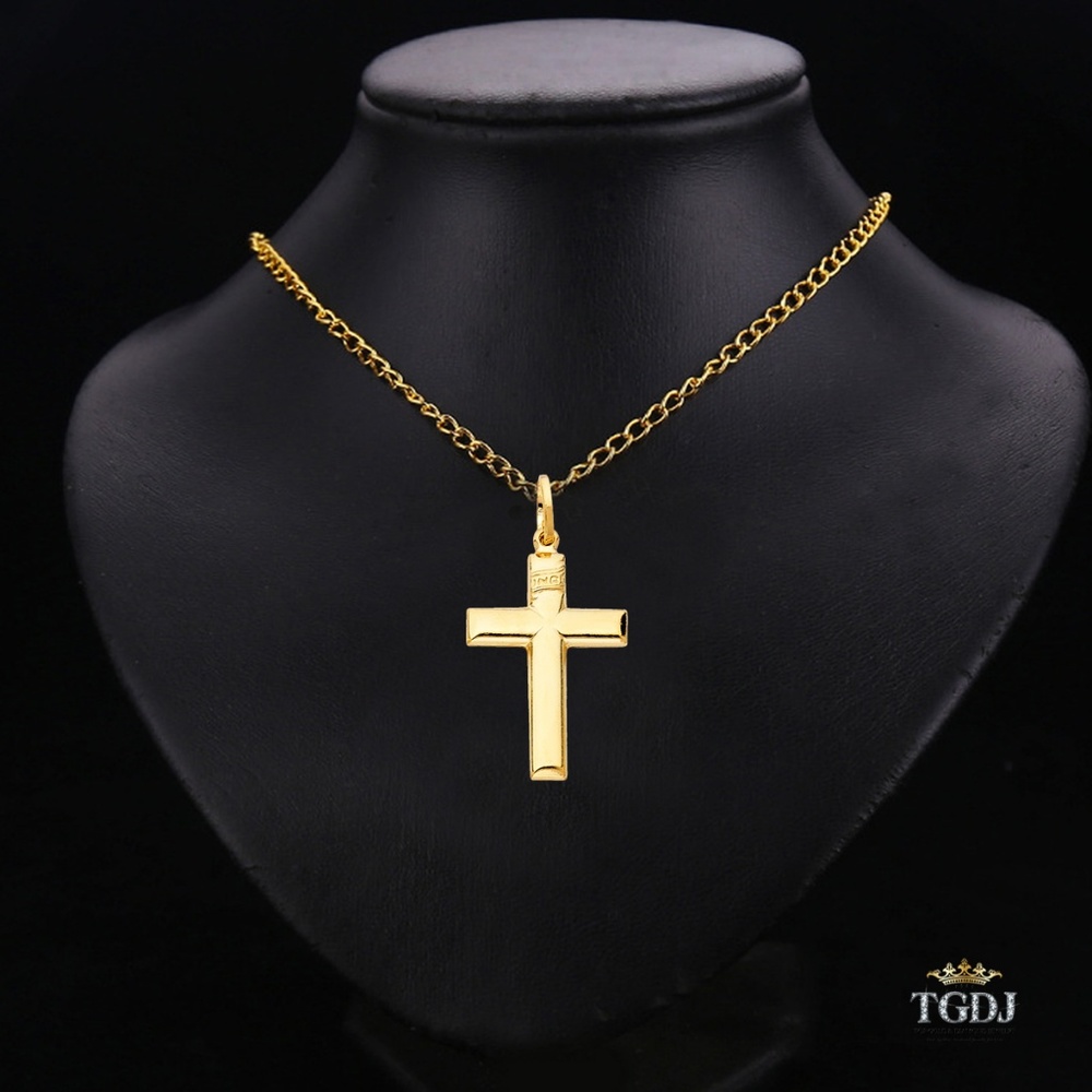 14K Yellow Gold Simple Cross Religious Pendant - Picture 2 of 3